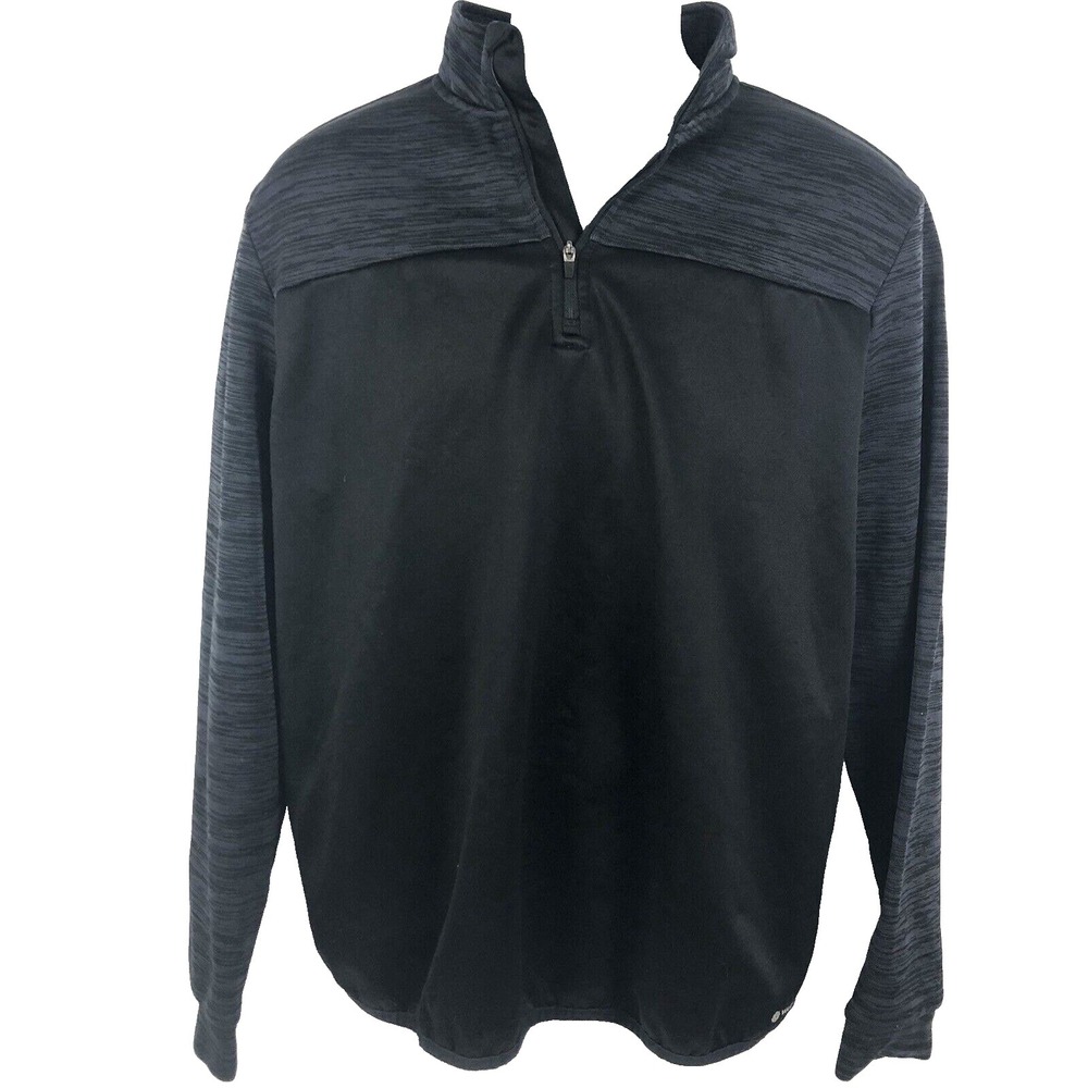TeK Gear Sweatshirt Mens L Black Heather 1/4 Zip Pullover WarmTek gorecore
